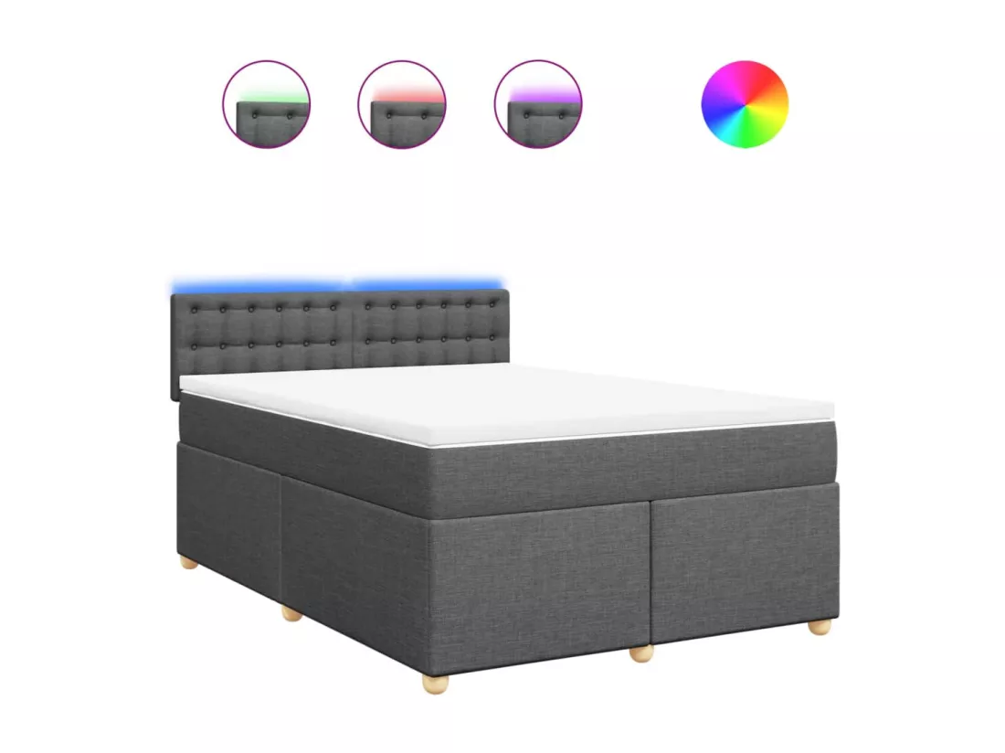 Sommier à lattes de lit avec matelas Gris foncé 140x190cm Tissu