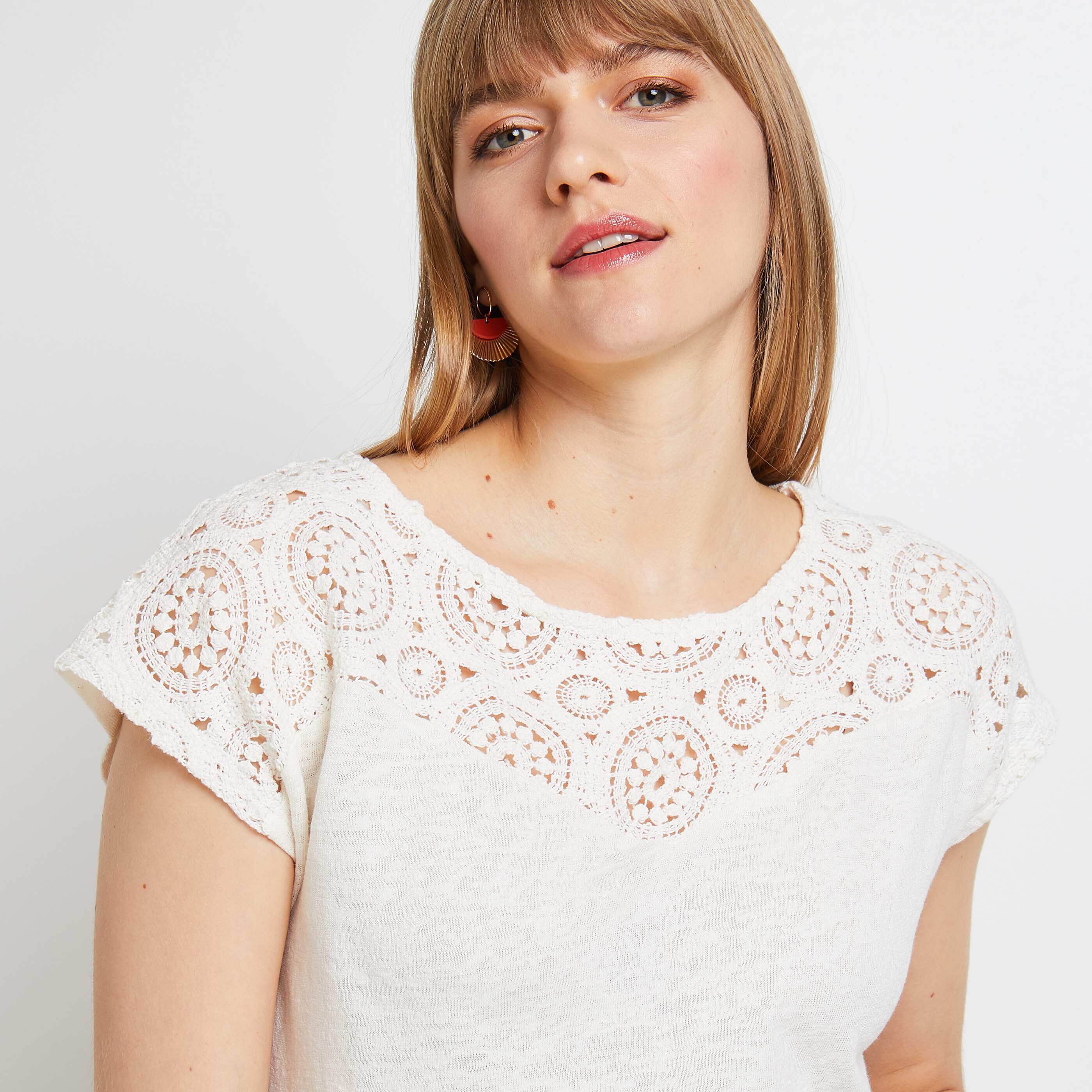 Tshirt crochet femme - ECRU