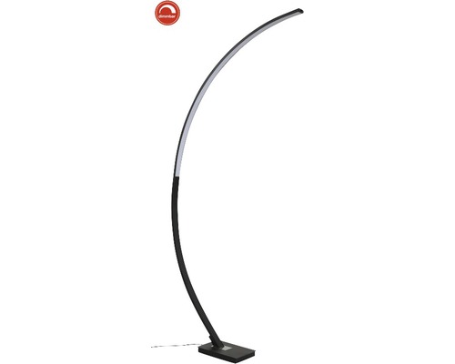 LED vloerlamp, boogvorm, 1-lichts, dimbaar, 1950 lm, 3000 KH, 165 cm, PIN zwart