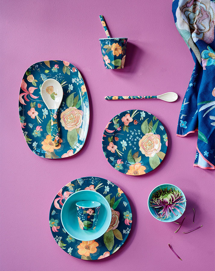 Melamin-Schale SELMAS FALL FLOWER MEDIUM in blau/hellblau