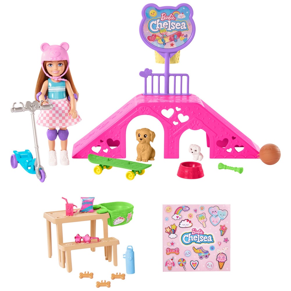 Barbie Chelsea Puppen-Skatepark-Spielset und Zubehör