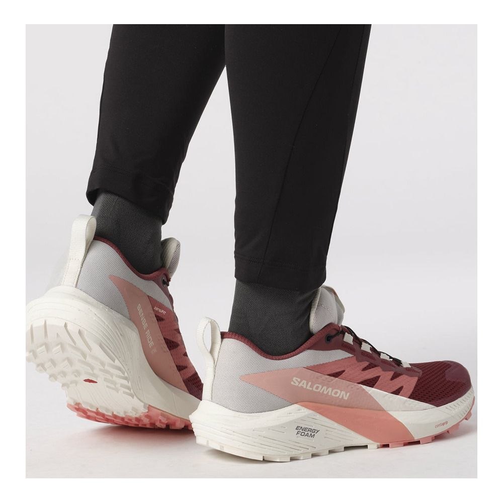 Salomon SENSE RIDE 5 GTX W - Chaussures trail Femme syrah/vanilla ice/peach amber