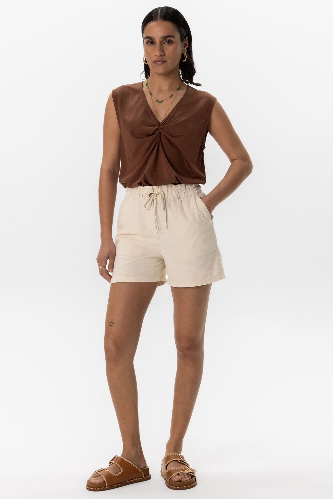 Off-white high waist katoenen shorts