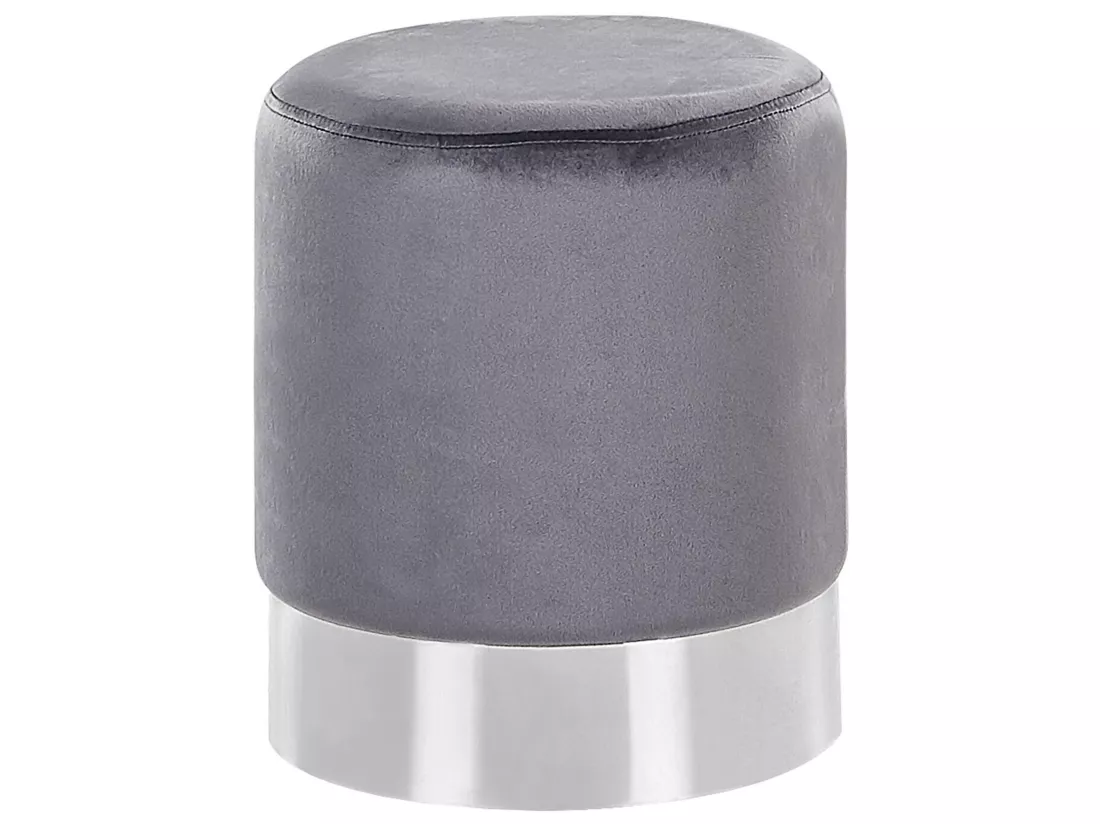 Pouf en velours gris ⌀ 36 cm BRIGITTE