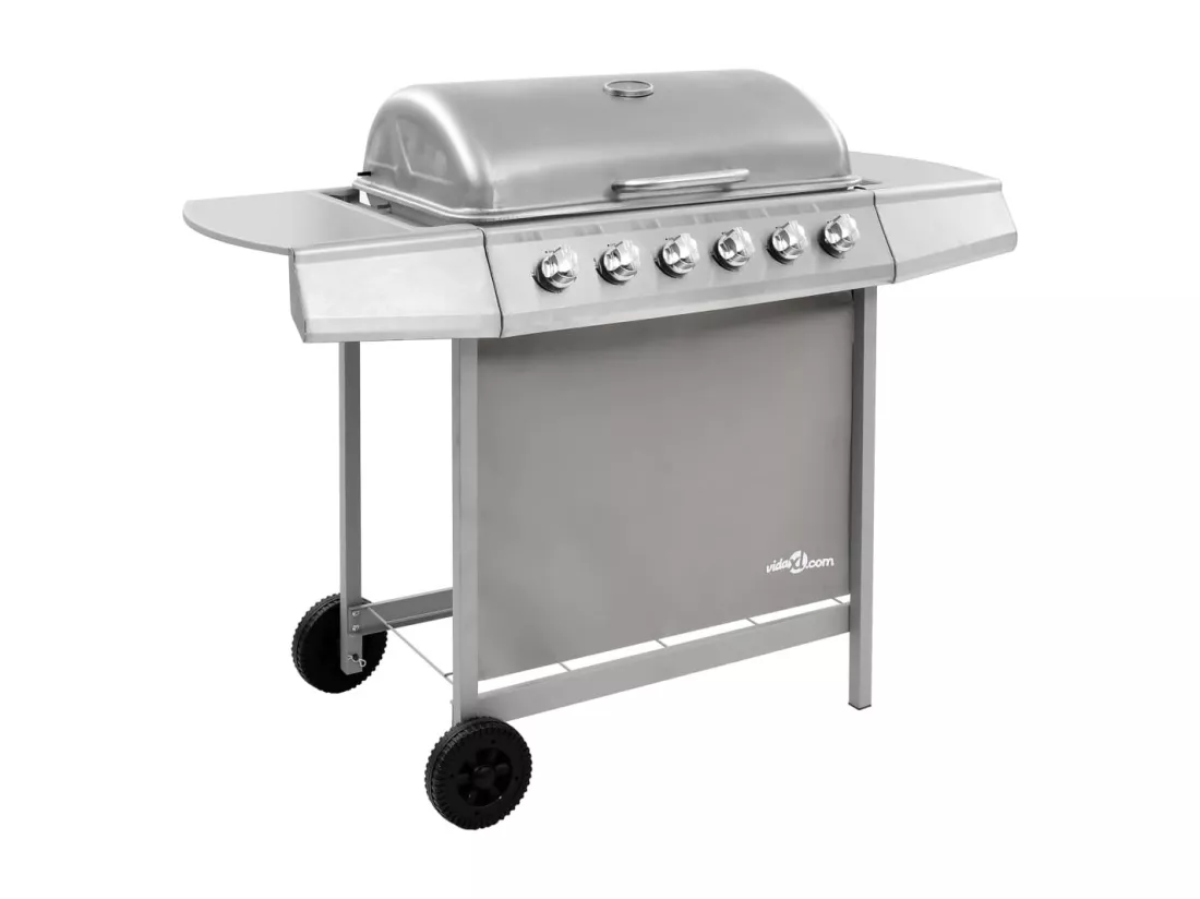 Barbecue gril à gaz avec 6 brûleurs Argenté