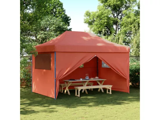 Tente de réception pliable escamotable avec 4 parois latérales