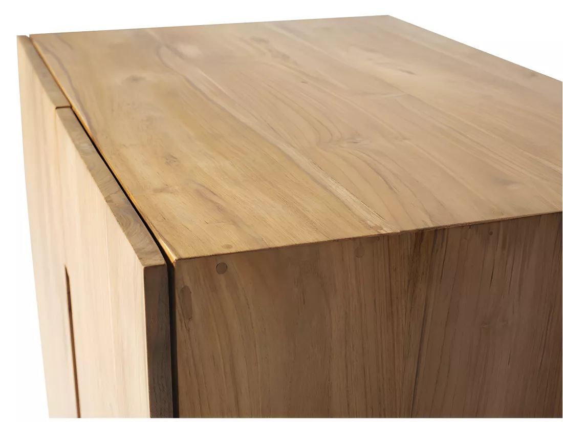 Meuble sous vasque suspendu en teck clair - 80 cm - SAWAN