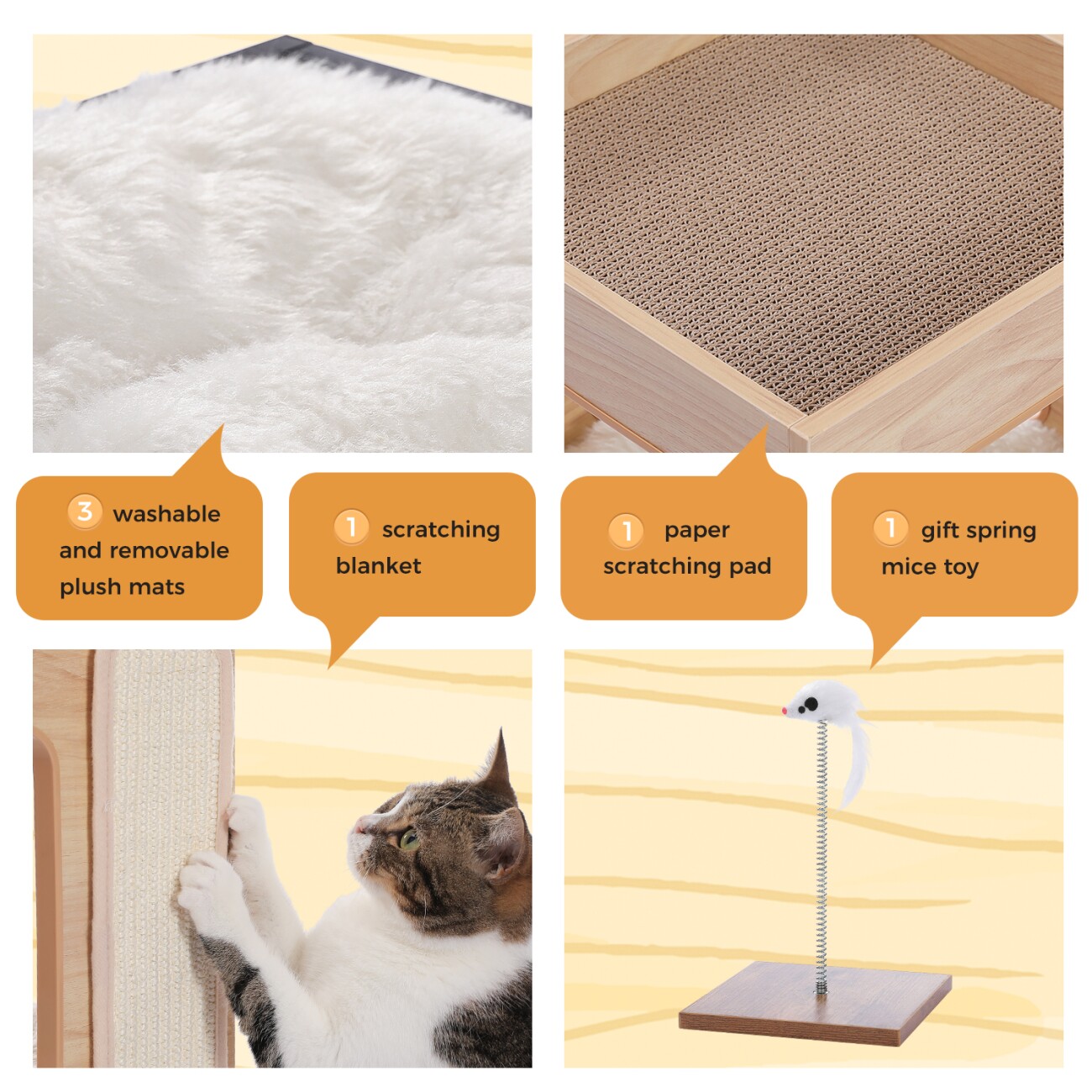 Pawz Road Kratzbaum Holz 2-stöckig beige
