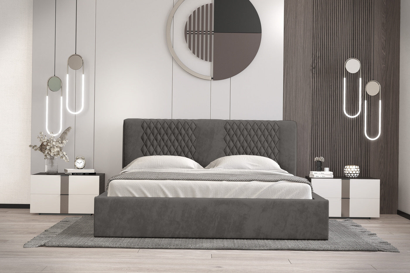 Trae Mobler Montana 180 x 200 cm Gestoffeerd Bed Donkergrijs