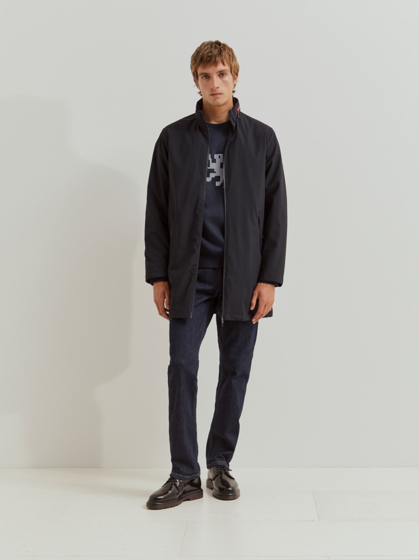 Parka acolchoada com capuz removível