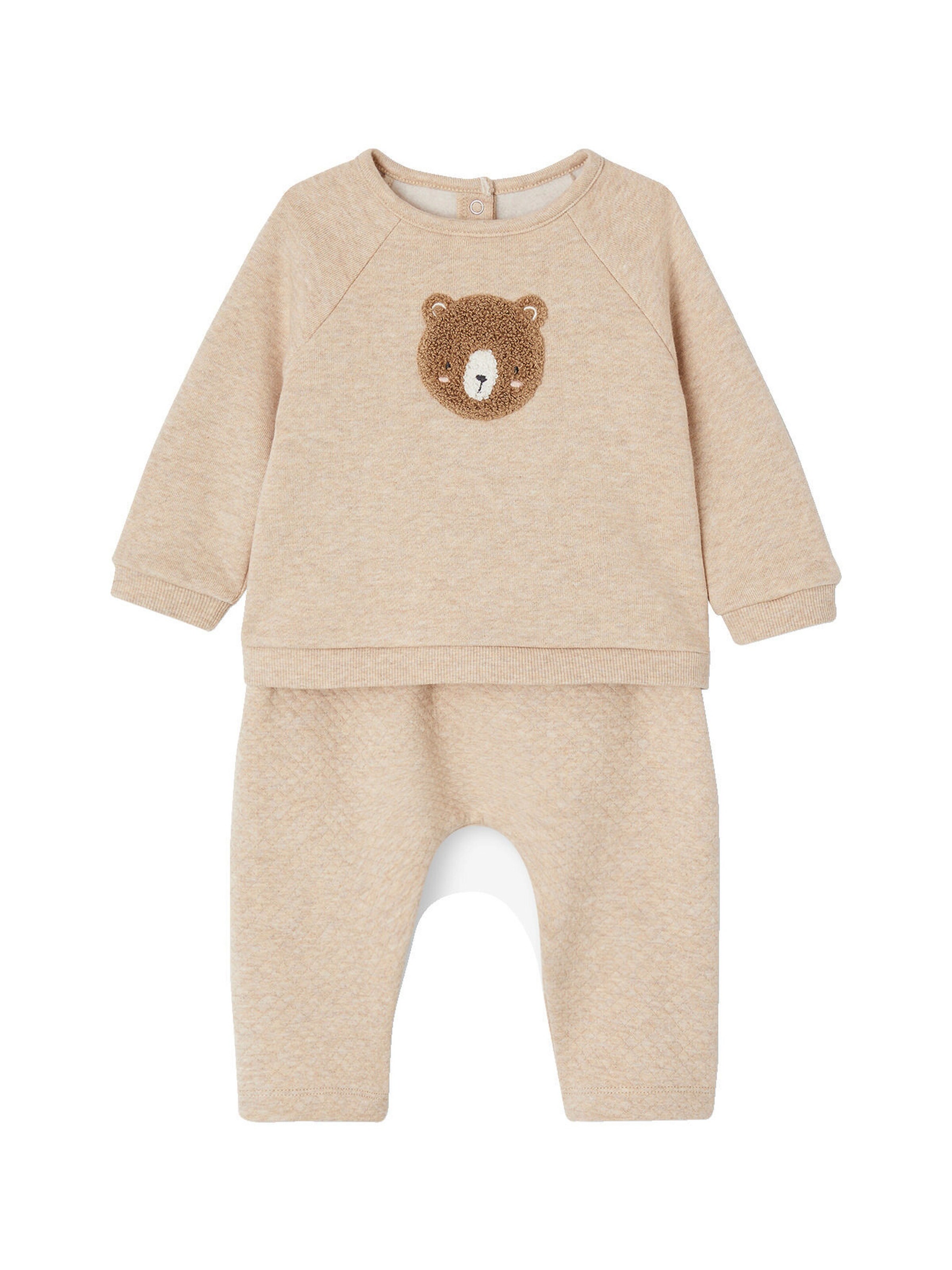 Vertbaudet Baby-Set: Sweatshirt & Hose beige meliert