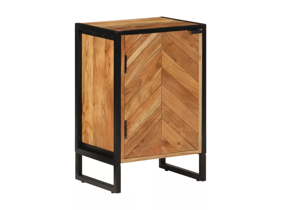 Armoire de salle de bain bois massif d'acacia et fer