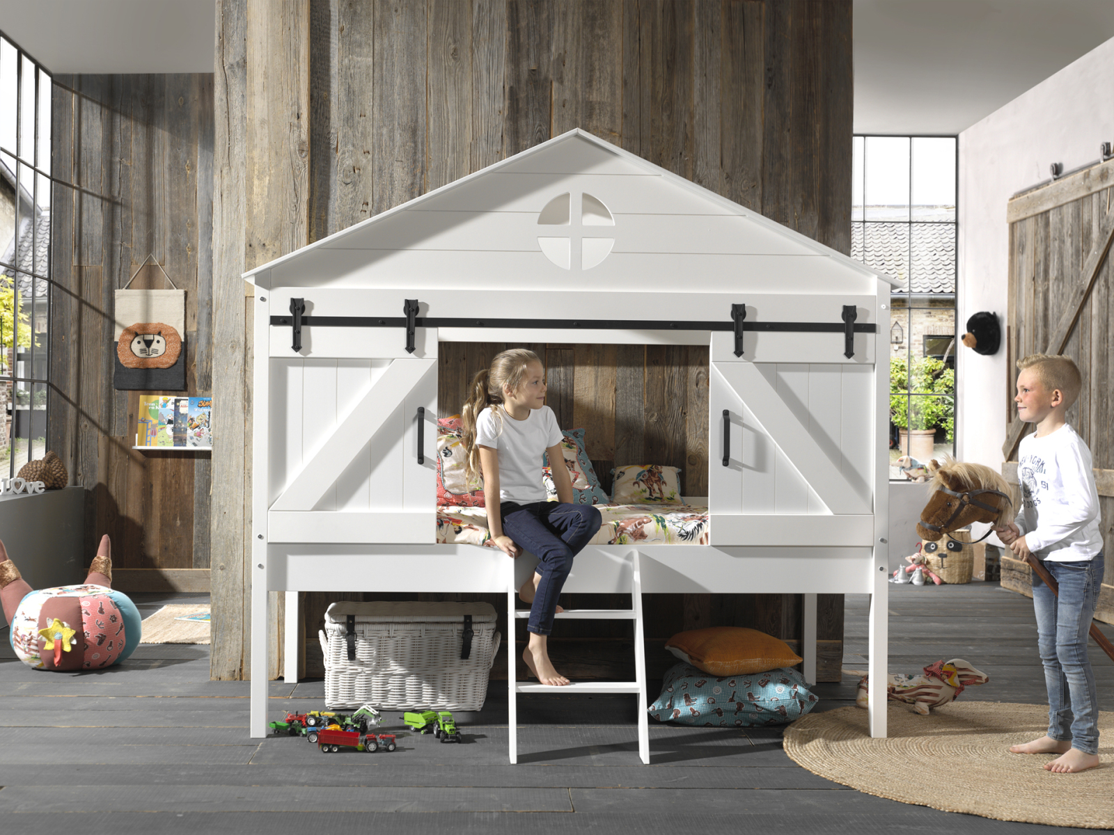 Halbhohes Bett BARNIE - weiß - 90x200 cm