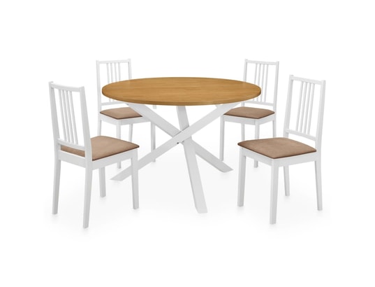 VIDAXL - Ensemble table et chaises Mobilier de salle à manger 5 pcs mdf blanc