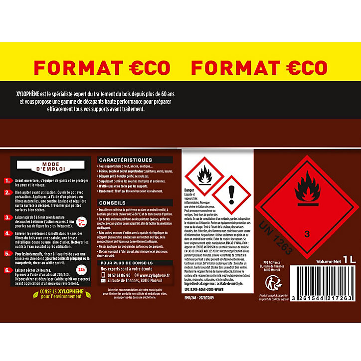 Décapant gel bois Xylophene 1L format éco