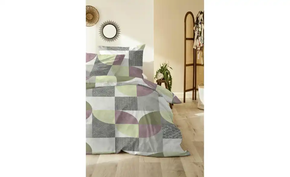 Flanell Bettwäsche-Set Grün 220 cm 155 cm