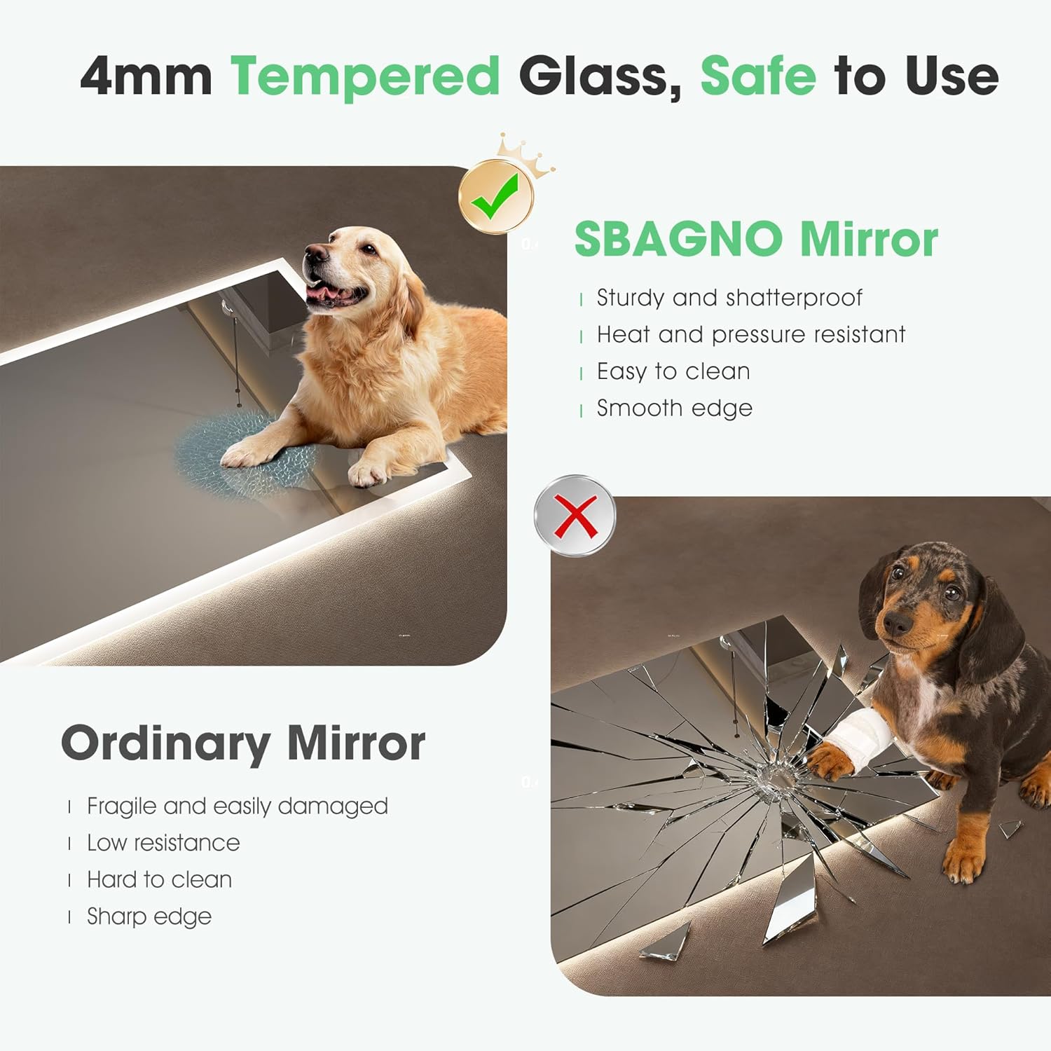 S'bagno Badezimmer-Spiegel-mit-Beleuchtung 80x80cm, LED-Badspiegel-mit-Beleuchtung, Bluetooth, Entfoggen, 3 Farben, Dimmbar, Speicherfunktion, Gehärtetes Glas, IP44 Wasserdicht, Horizontal/Vertikal