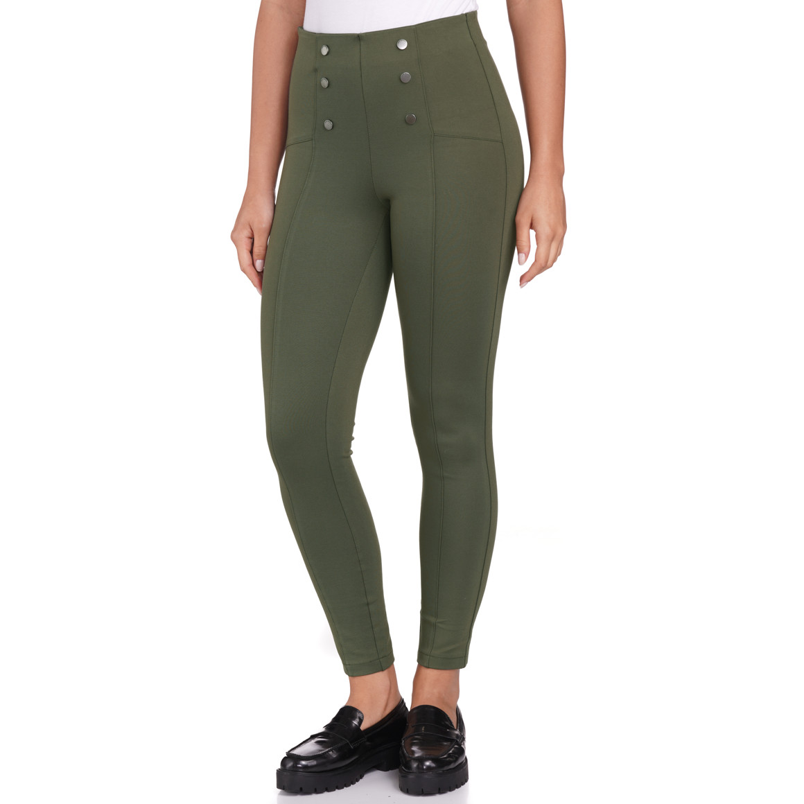 Gina Benotti Damen Jeggings mit Zierknöpfen dunkelgrün