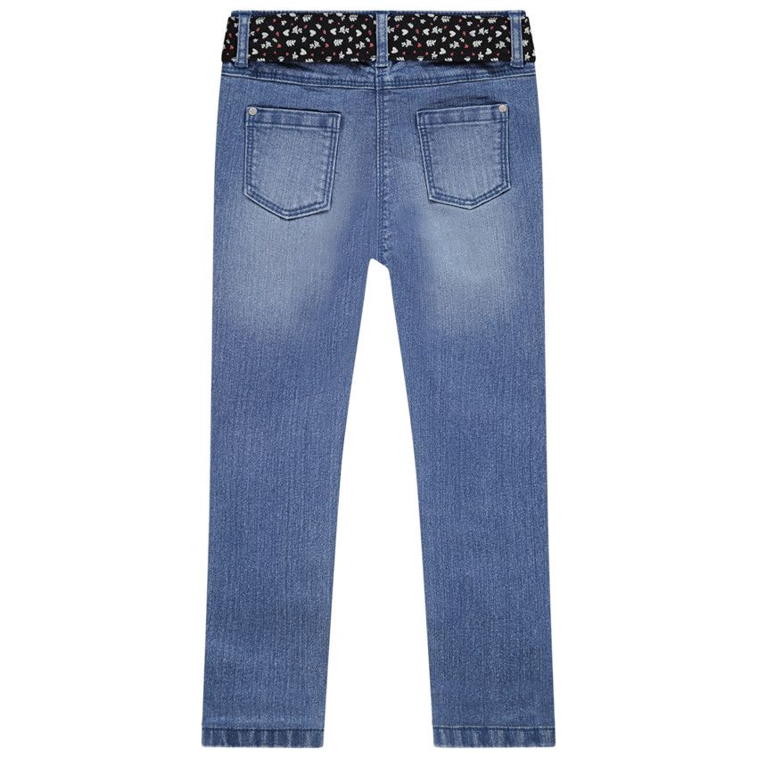Jean slim + ceinture foulard pour fille - Bleu moyen