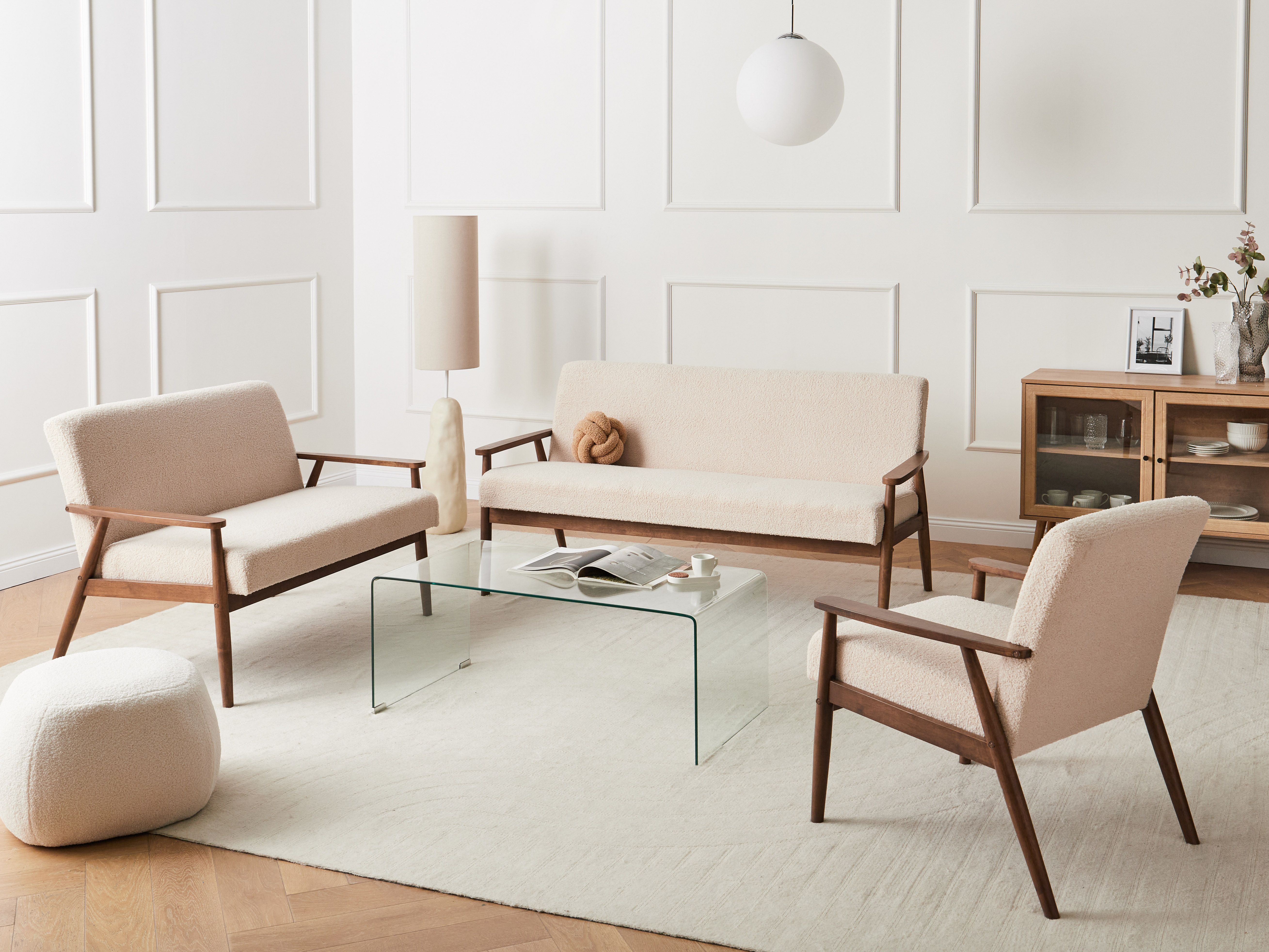 Fauteuil ESRUM Bouclé Donkerbruin/beige