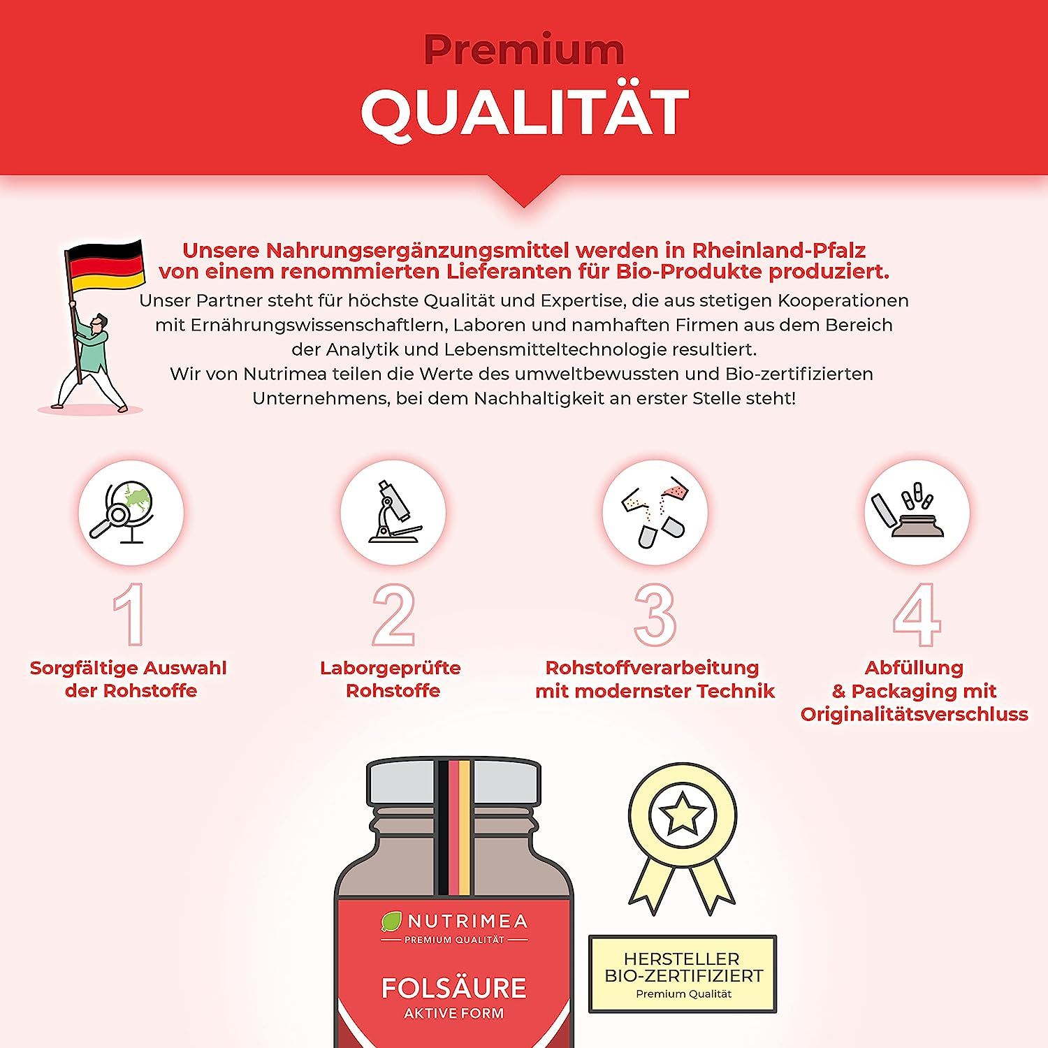 Nutrimea FOLSÄURE Vitamin B9 5-MTHF - Schwangerschaft Kinderwunsch