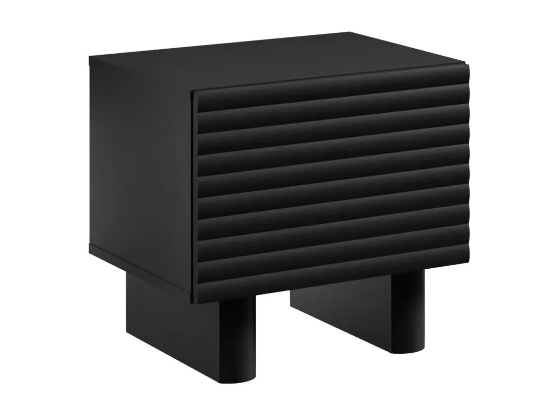 Table de chevet 1 porte - MDF - Noir - LUDIMA