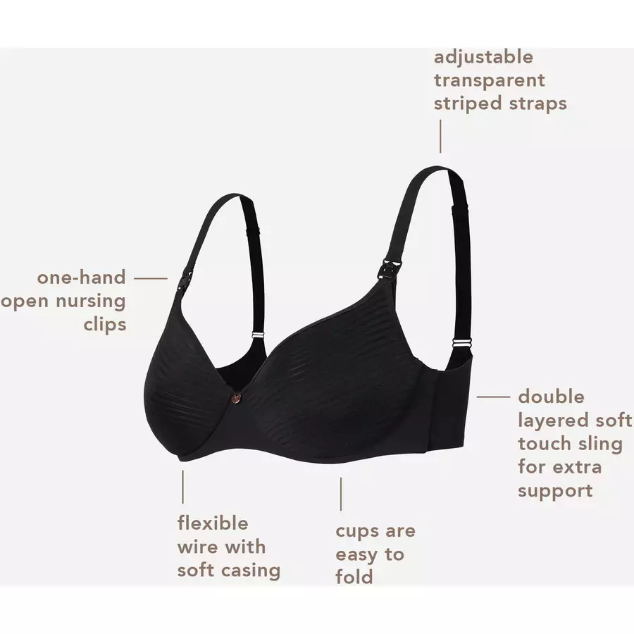 Noppies Gepolsterter Still-BH Spacer Stripe nursing bra Black
