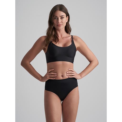 Bye Bra Invisible Mid Waist Brief, Black, XXL