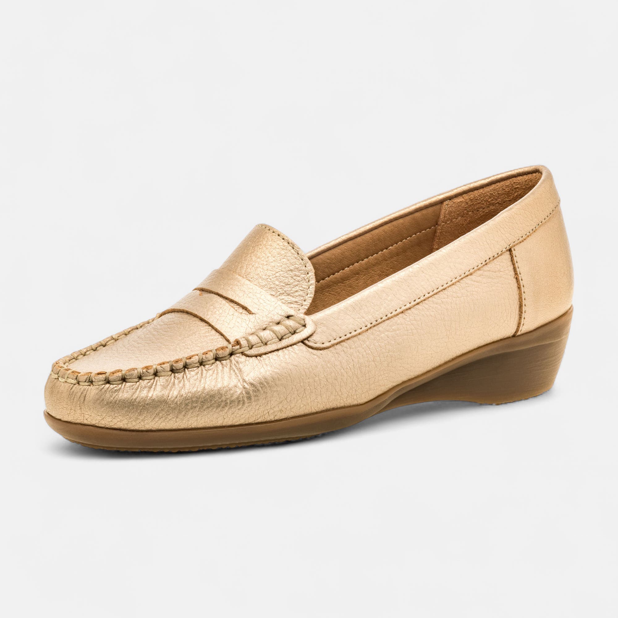 Mocassins pieds sensibles Femme en cuir or