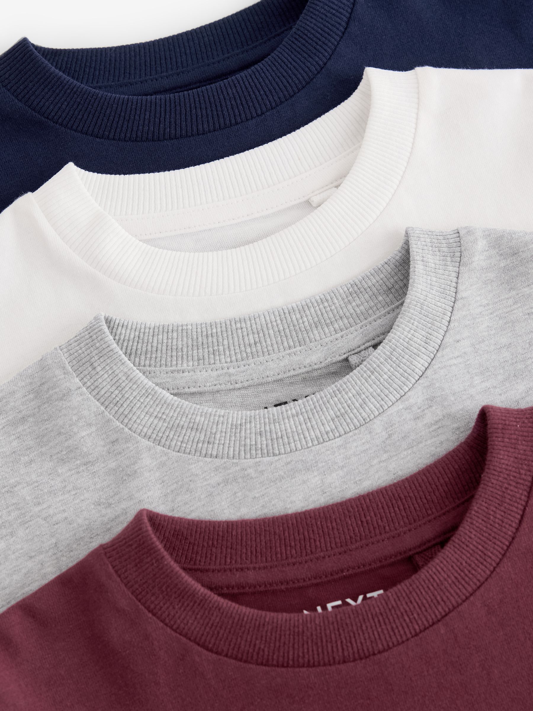 Bessenrood/grijs/wit/blauw - Verpakking van 4 zachte T-shirts met lange mouwen (3-16jr)
