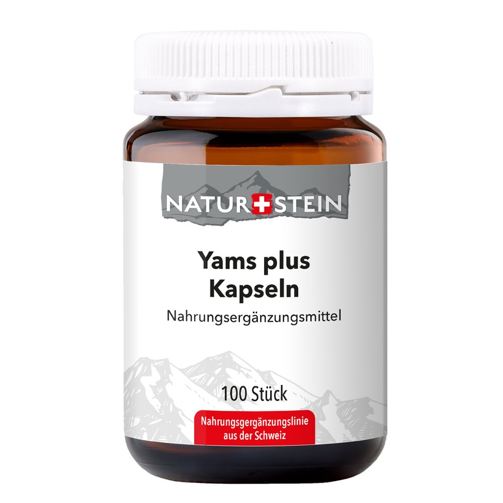 NATURSTEIN Yams plus<br>100 Stück, Glasflasche, Kapsel