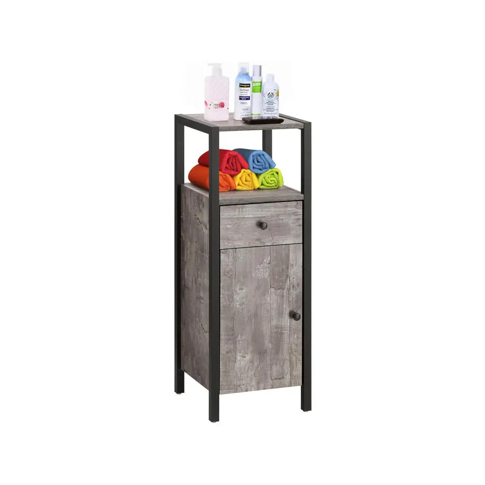 Chris - Kast met 1 lade en 2 zwarte spaanplaatdeuren