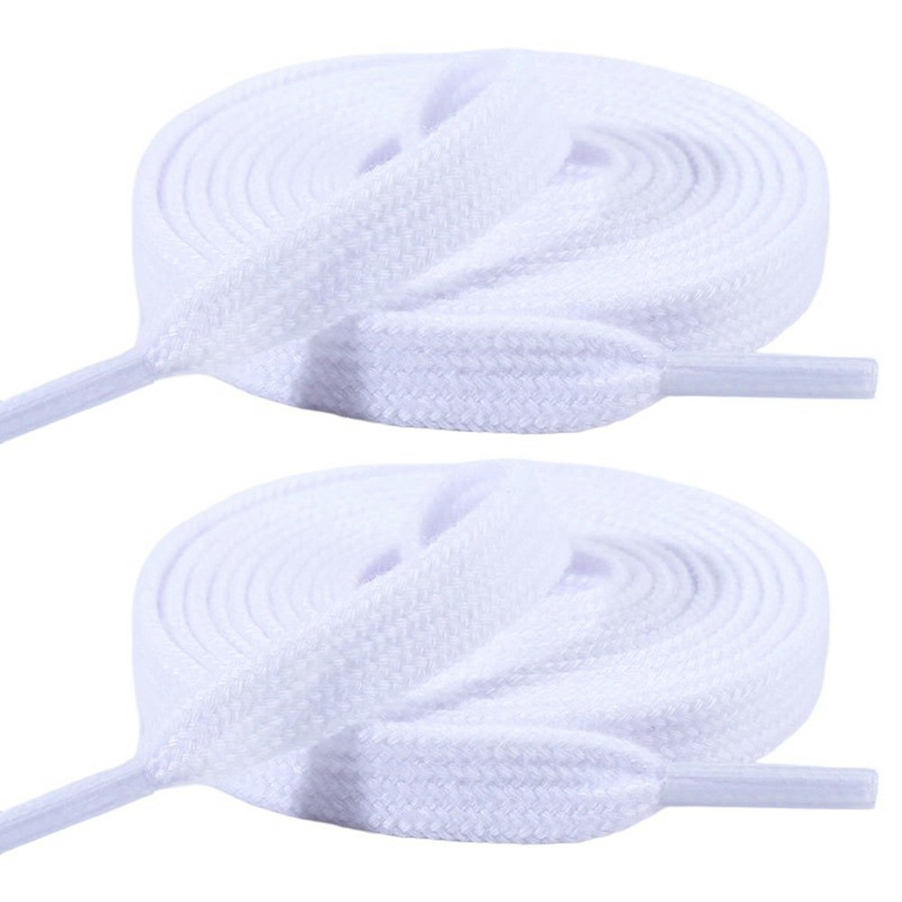 (1 Paar) 120cm Flache Baumwoll Schnürsenkel Klassische Sneaker Schuhbändel - Weiss