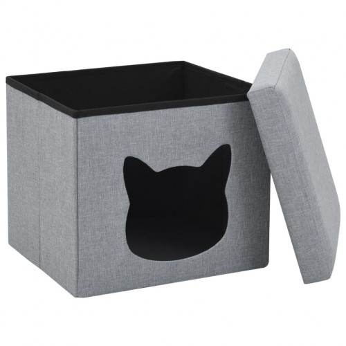 Cama em forma de cubo removível para gatos, cinza