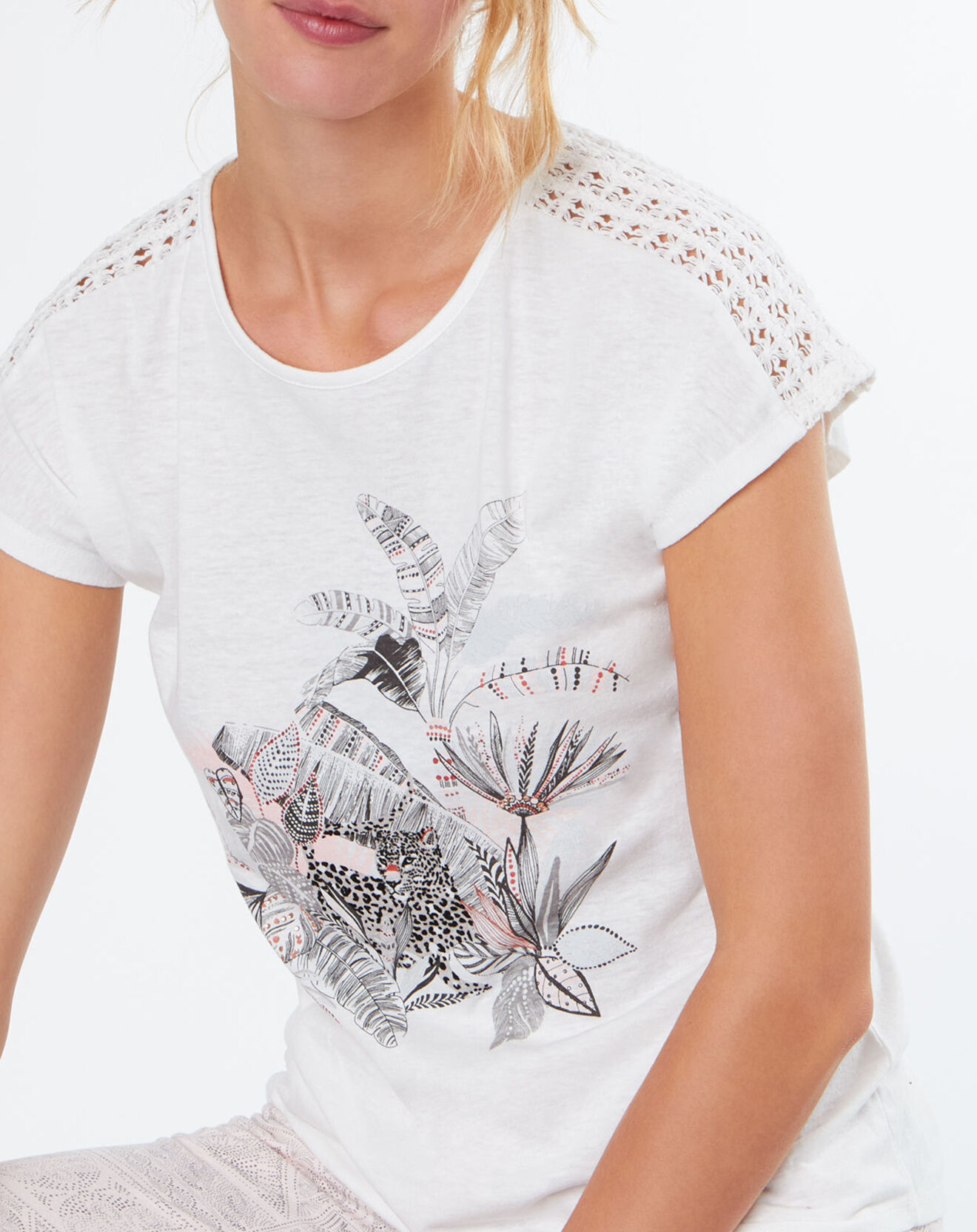 Etam Haut de pyjama Roxane à motif écru