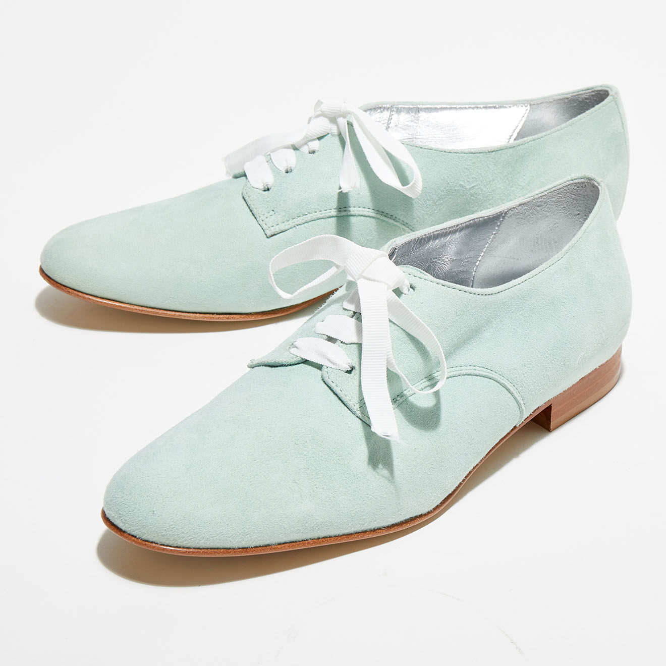 Carel Derbies en Velours de Cuir vert d'eau