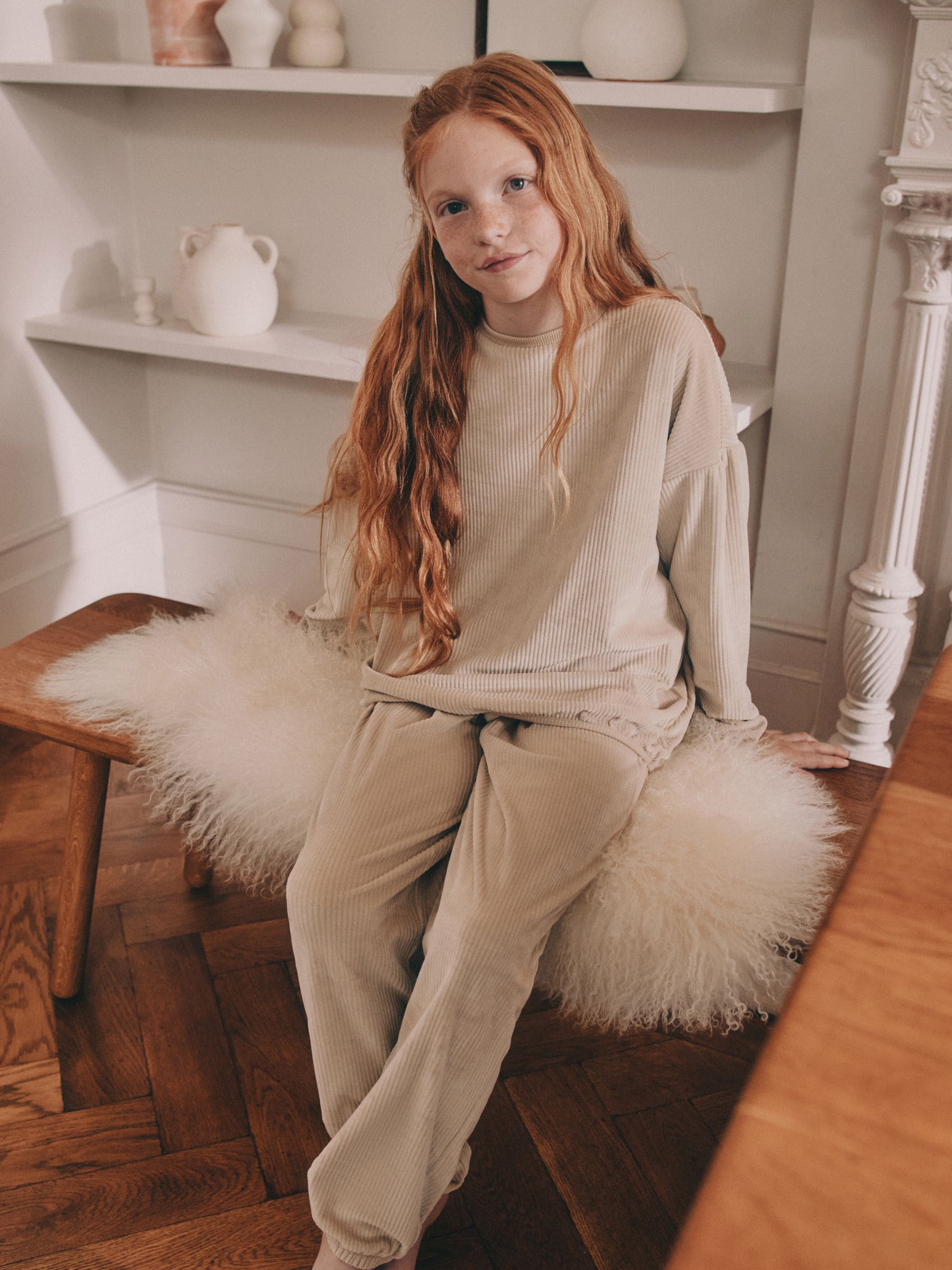 Crème geribbeld - Behaaglijke fleece pyjama (9 mnd-16 jr)