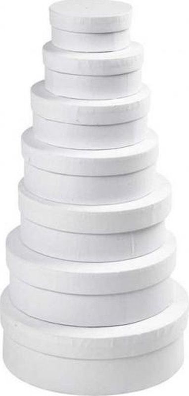 Ronde witte hobby knutselen doos/dozen van karton - 10.5 x 4.5 cm - Hoedendoos/cadeauverpakking