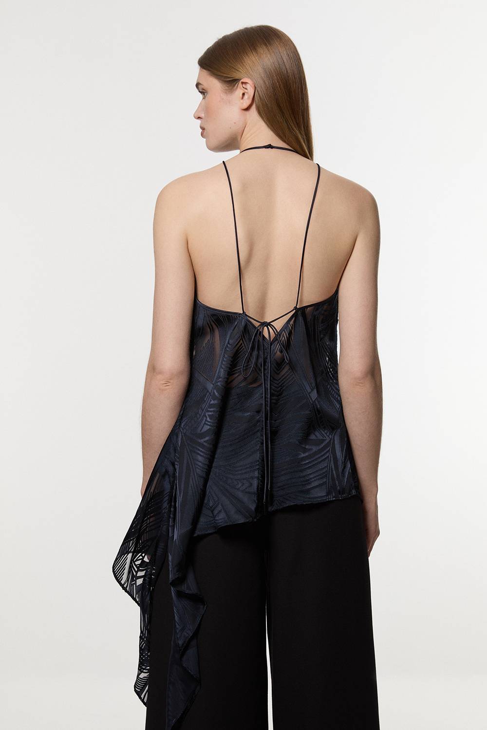 KarenMillen Amelia Graham Burnout Tunique Asymétrique à Col Halter