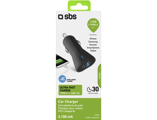 SBS - Chargeur allume cigare Type C - Usb 3.1A