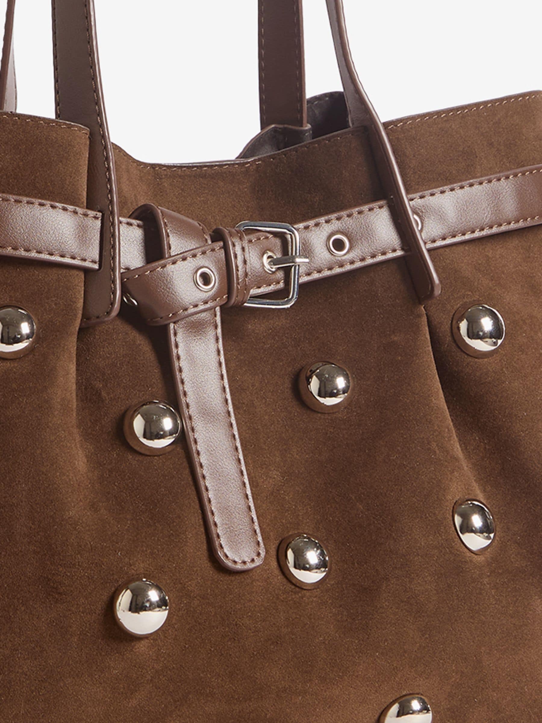 Friends Like These Faux Suede Studded Tote Bag