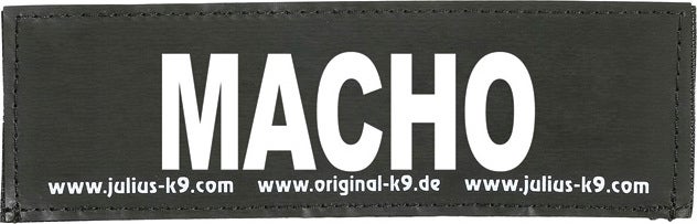 Julius K9 tekstlabel Macho zwart 16 x 5 cm 2 stuks