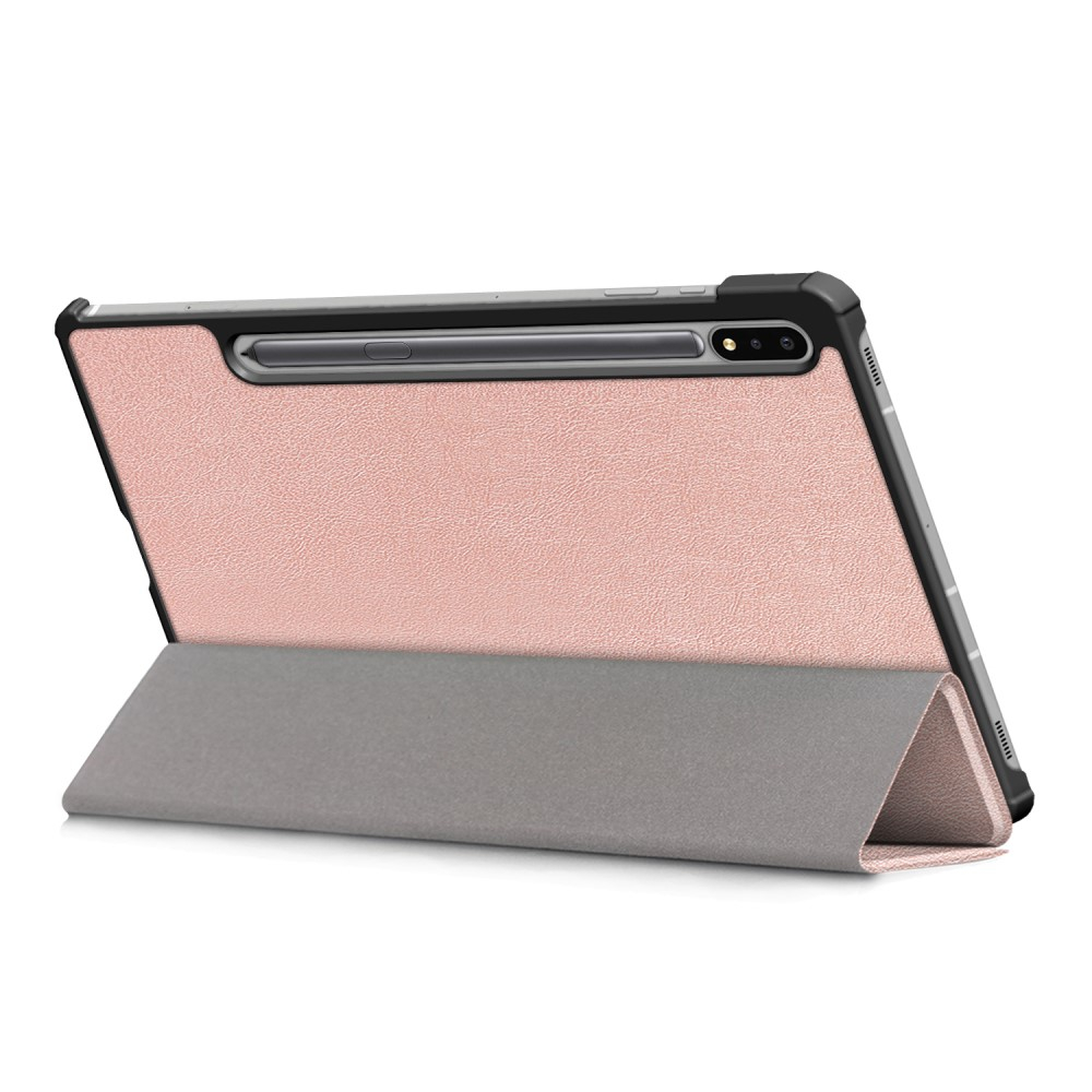 Samsung Galaxy Tab S8  Plus / Tab S7  Plus / Tab S7 FE 5G Leder Tasche Smart Case Hülle   S-Pen Halterung - Roségold / Schwarz