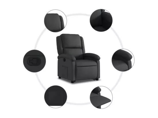 Fauteuil inclinable noir cuir véritable