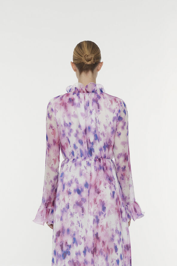 ROTATE Birger Christensen Chiffon Maxi Flowy Dress Optic buttercup   peach blossom comb.