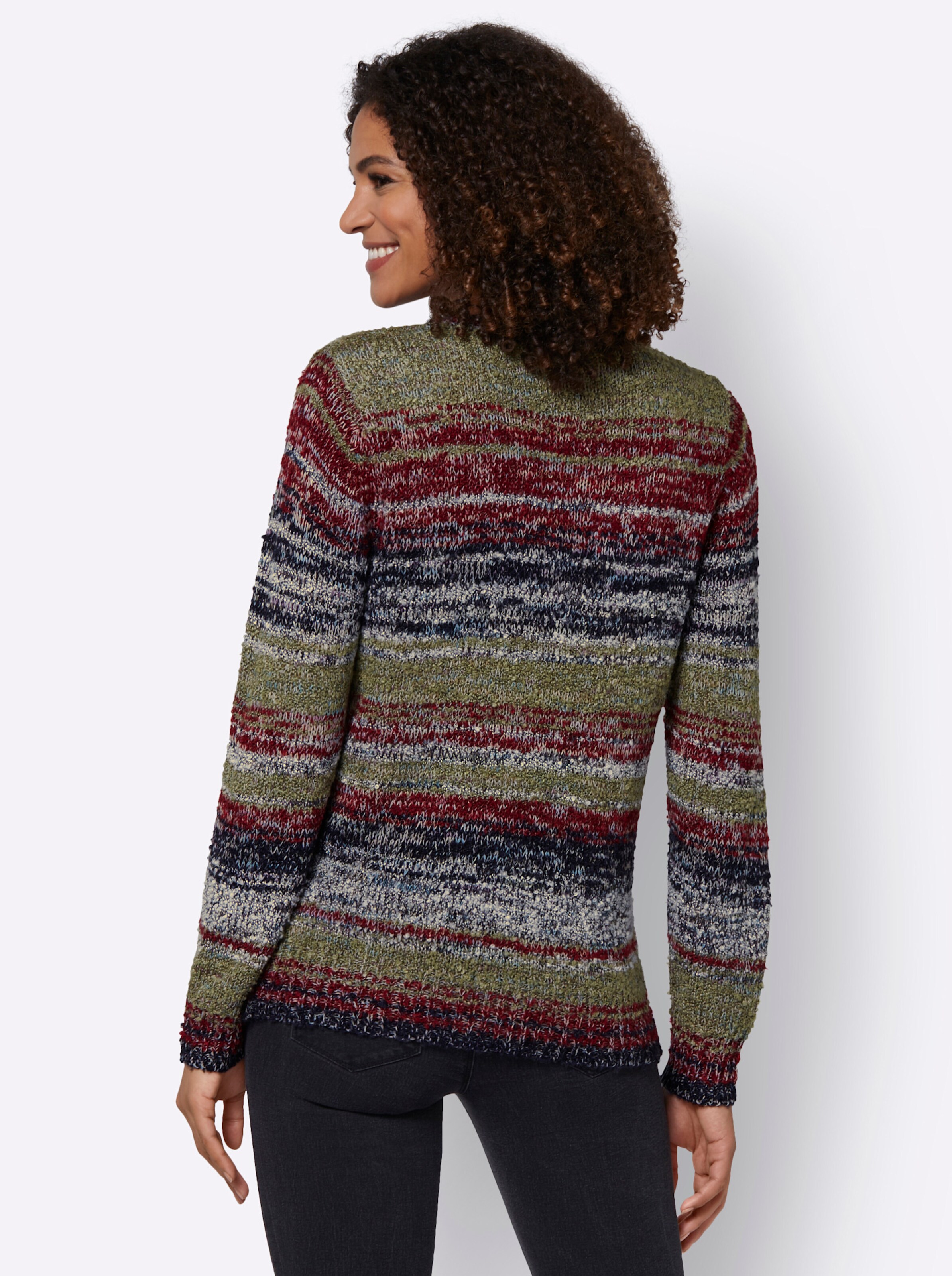 Langarm-Pullover in oliv-gemustert