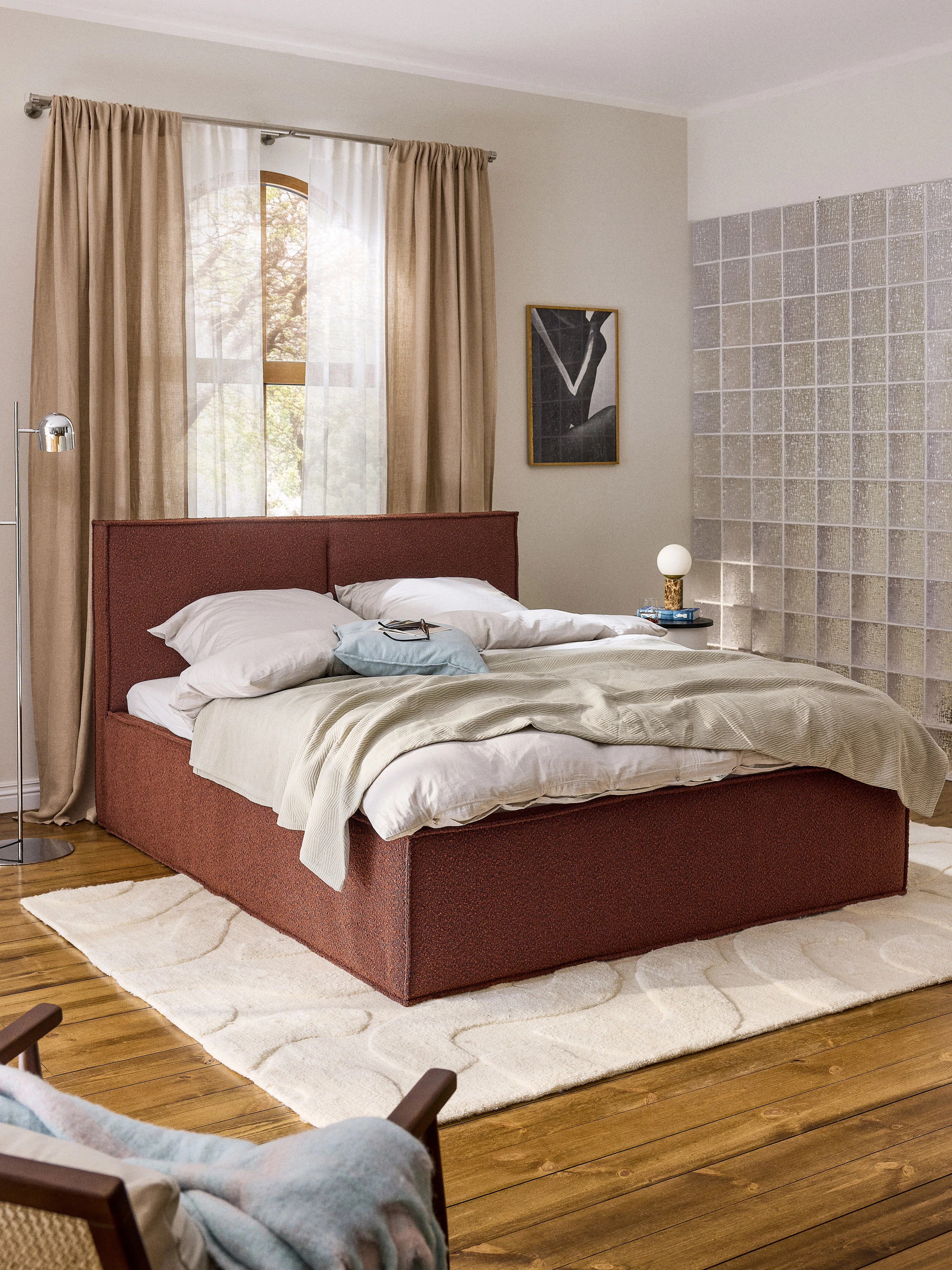 Bouclé gestoffeerd bed Dream