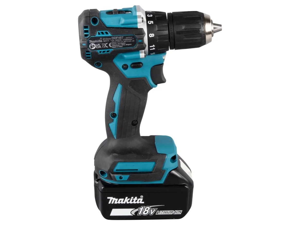 Makita DDF487RFE3 - Bor/driver - ledningfri - 2-hastigheders - nøgleløs borepatron 13 mm - 40 N·m - 3 batterier - 18 V