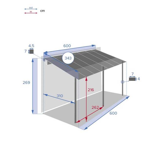 Pergola adossée BELIZE Graphite