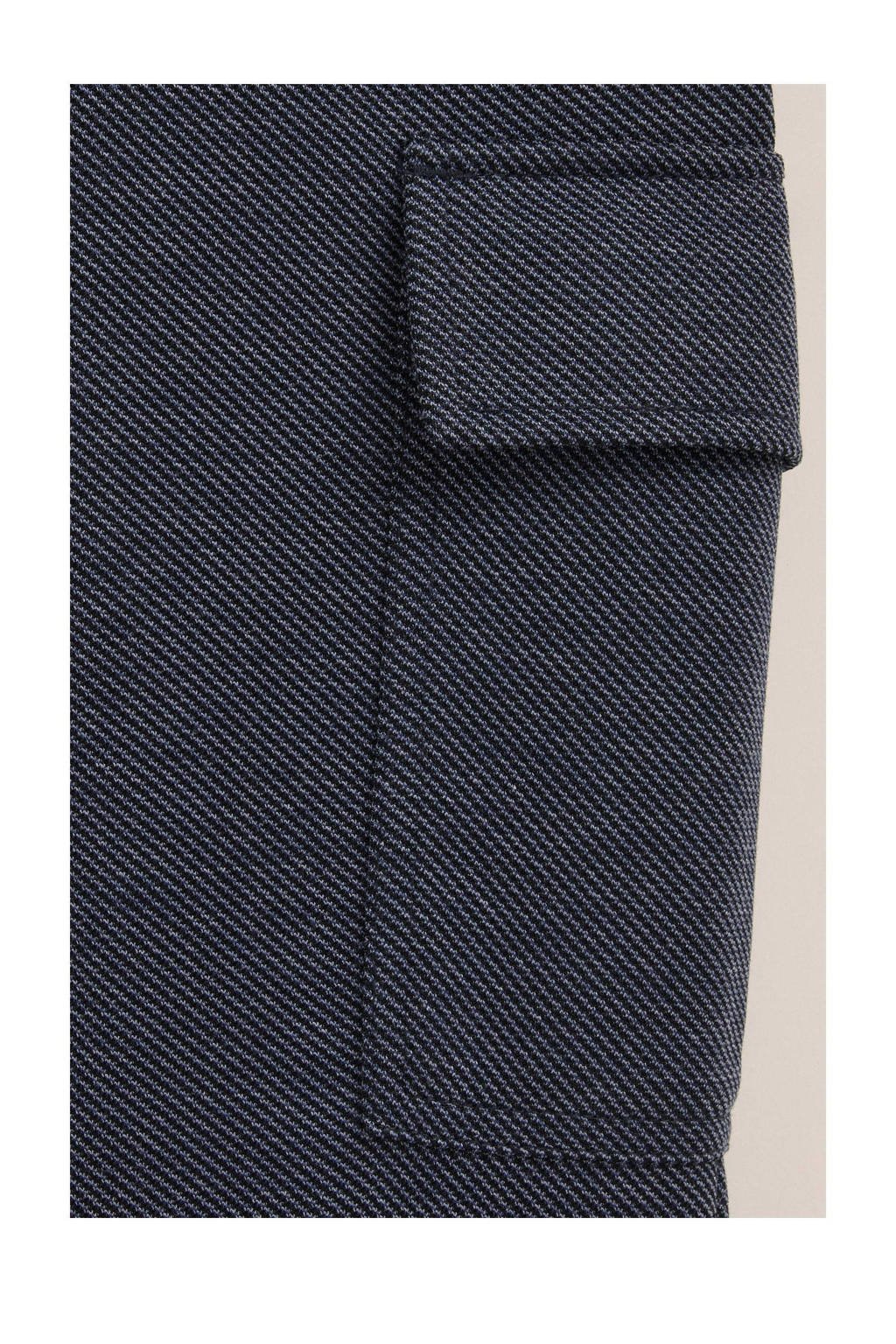 WE Fashion gemêleerde slim fit joggingbroek donkerblauw